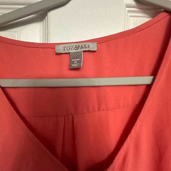 Roz & Ali Orange and Pink Cuffed Sleeve Blouse - Picture 2 of 2